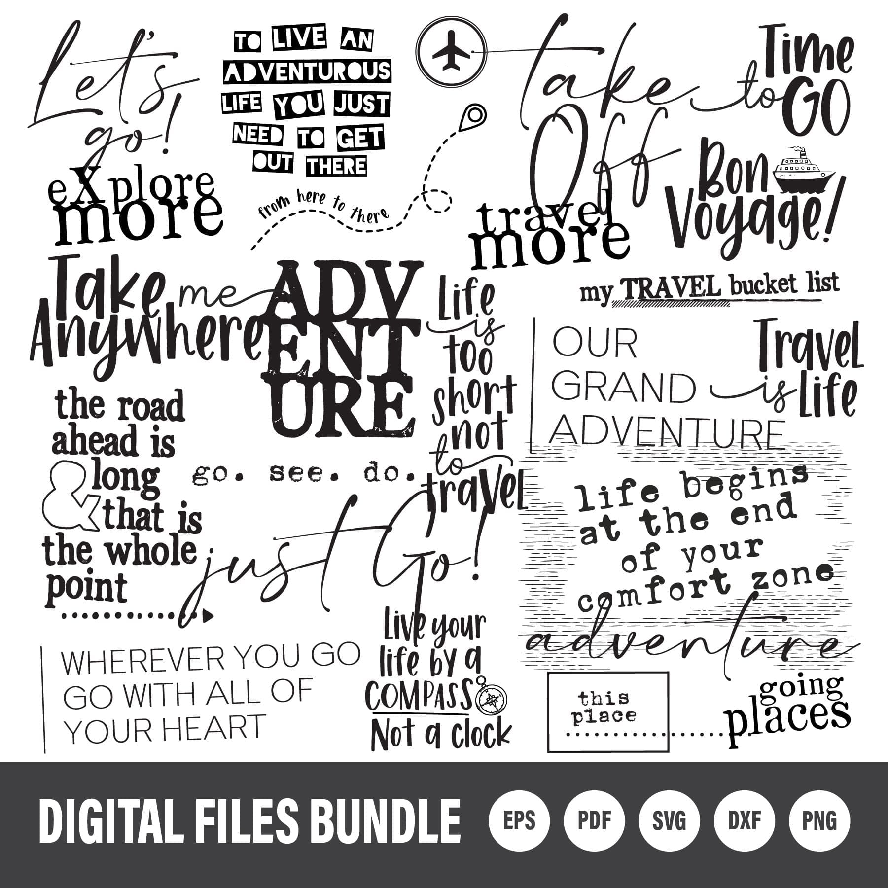 Travel 1 set Adventure Word Art Bundle